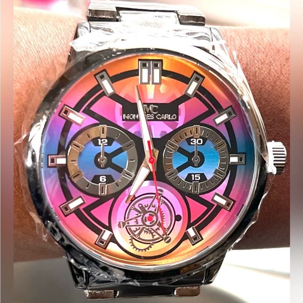 New Watch Multicolor Chrome Case Montres Carlo Unisex